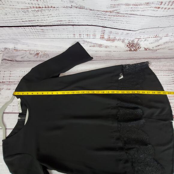 Chloe K Black Fringe Lace Tunic Mini Dress Size S Flowy Whimsygoth Fairygrunge - Picture 14 of 15